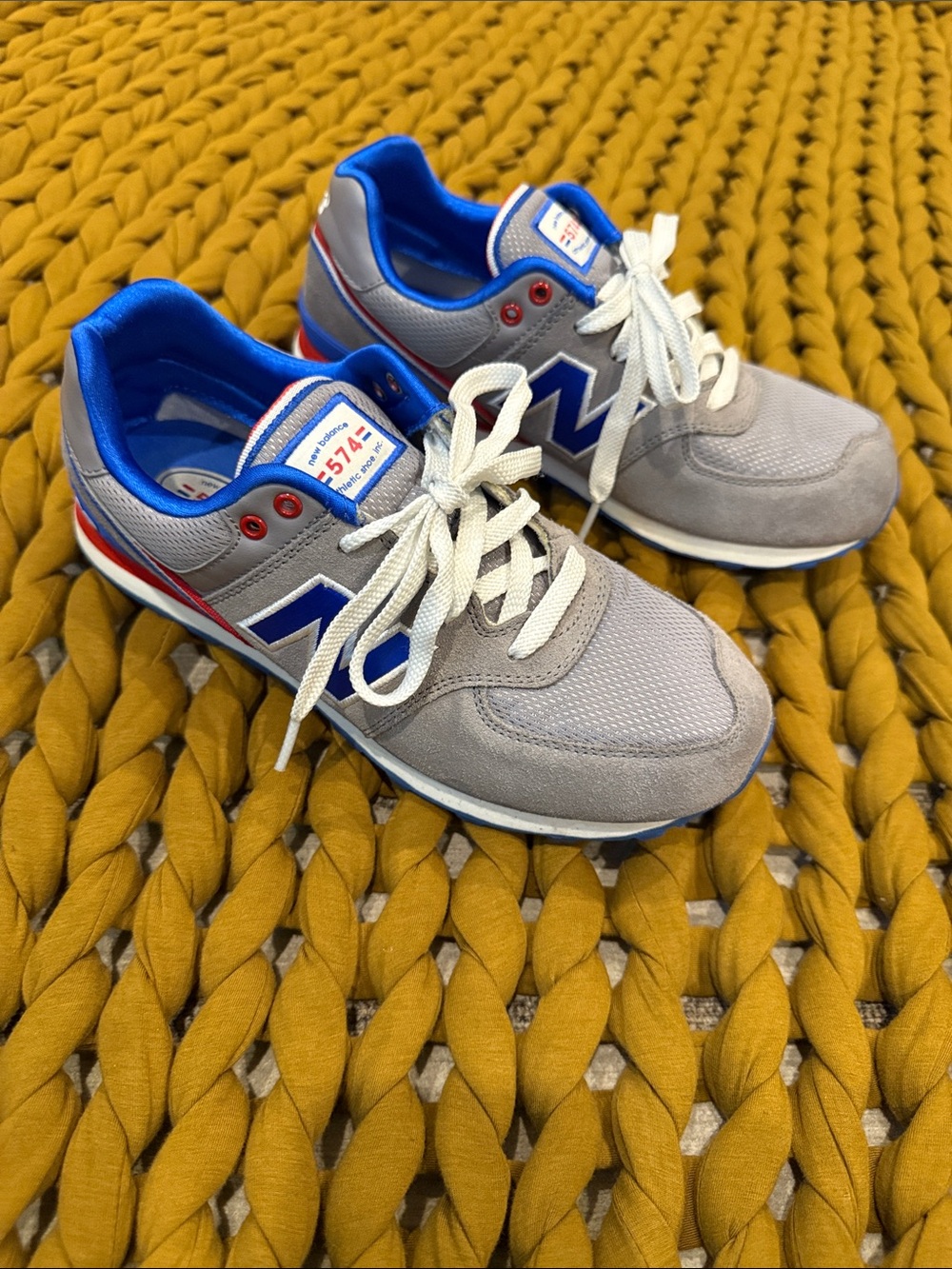 New Balance Kids Gray/Blue Sneakers